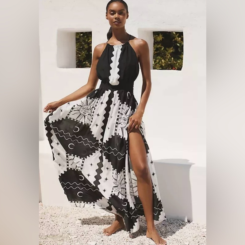 NWOT size Small Anthropologie Tigre Indigo Halter Maxi dress